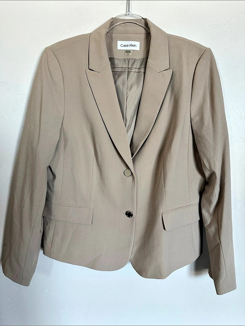 Calvin Klein Luxe Stretch 2-Button Notch Lapel Blazer Brown Size 16